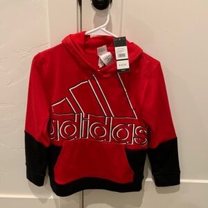 adidas Red and Black Kids Hoodie with Large Logo